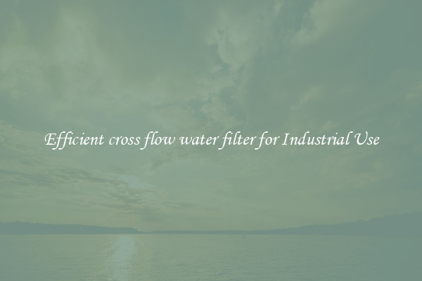 Efficient cross flow water filter for Industrial Use