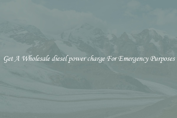 Get A Wholesale diesel power charge For Emergency Purposes